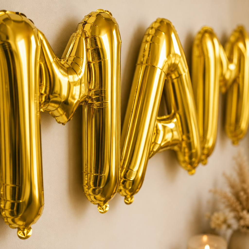 Party Austria Buchstabenballons Gold 35 cm – Wunschtext personalisierbar – Folienballons für Geburtstag, Hochzeit, Taufe & Firmung