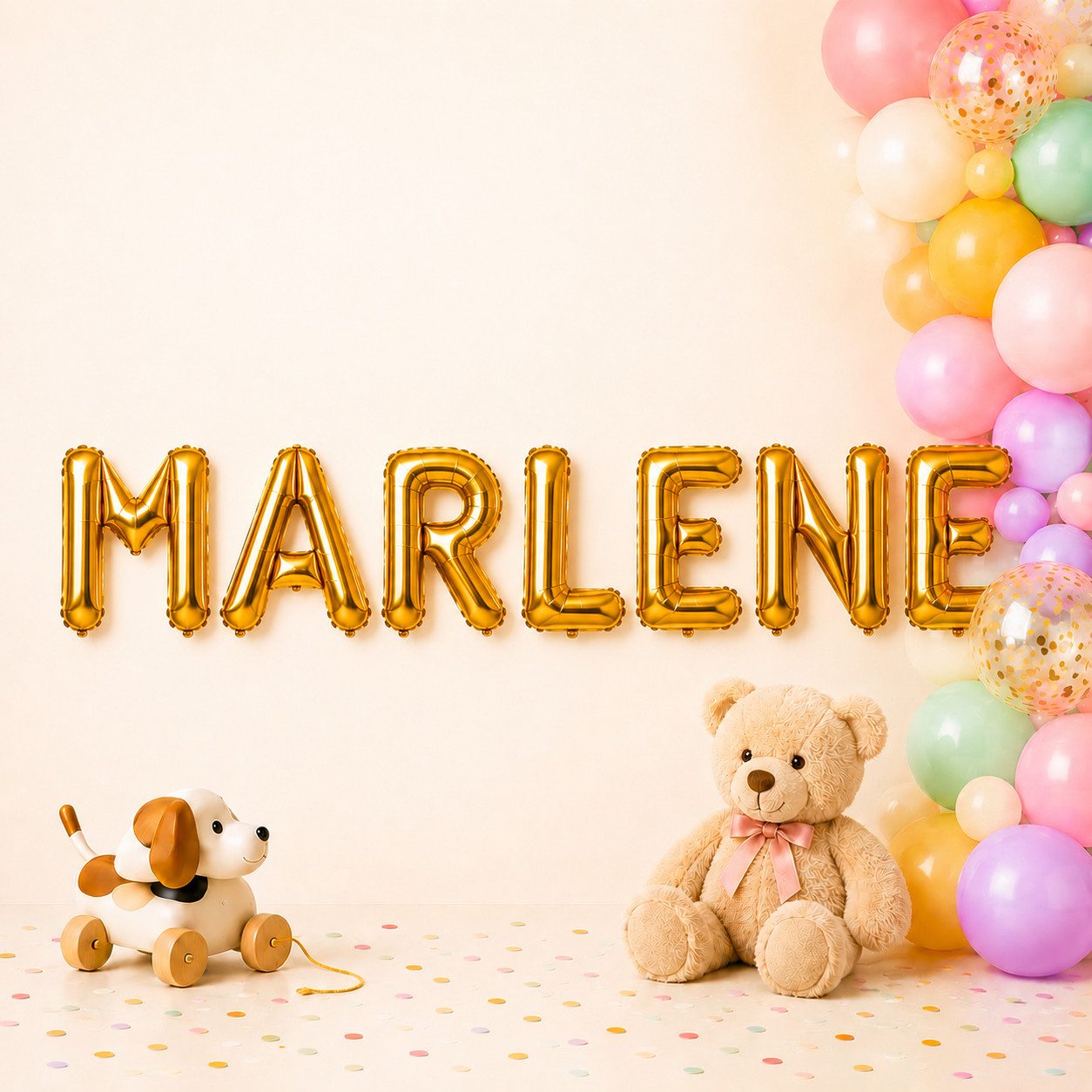 Folienballon Schriftzug weibliche Namen (Marlene) 35cm Höhe