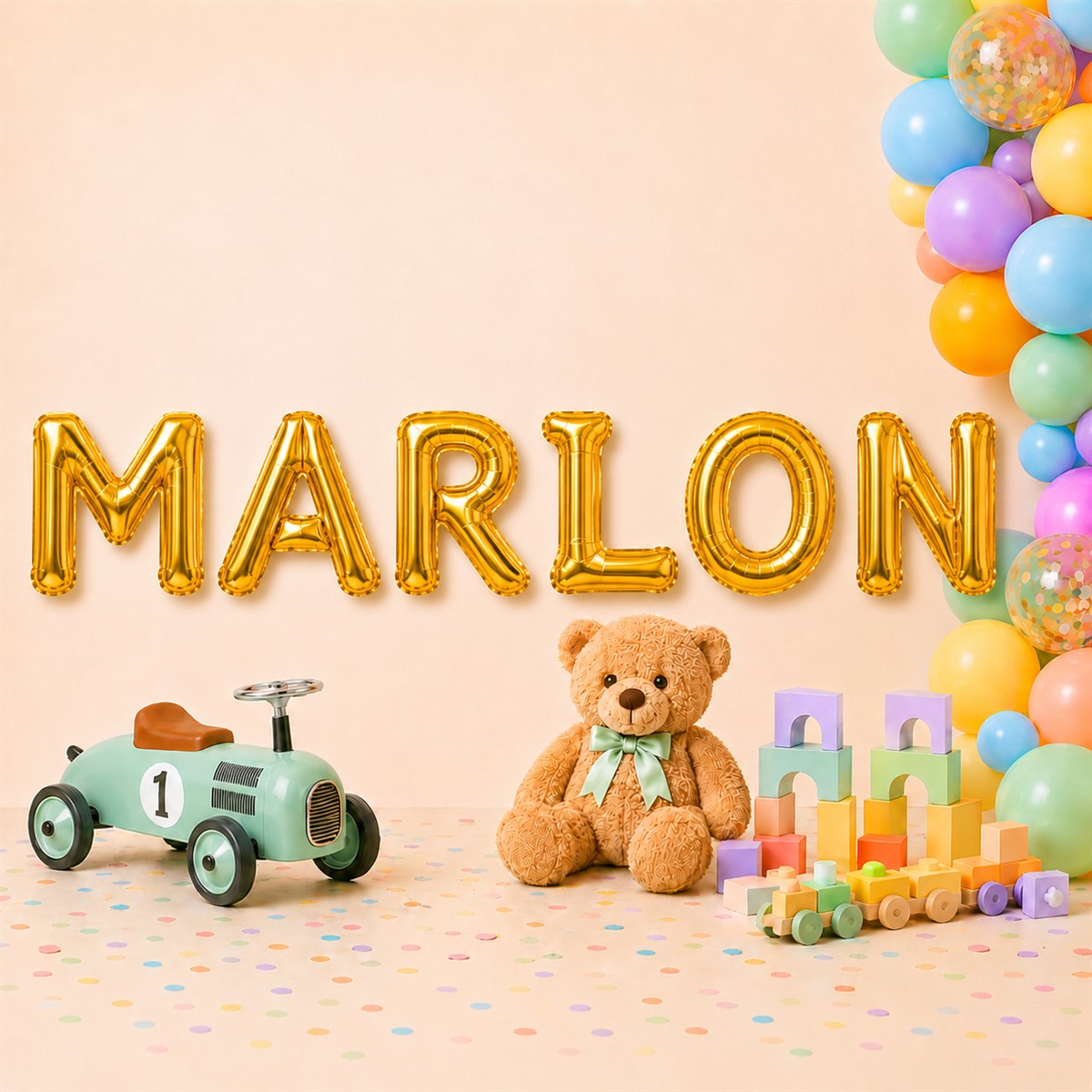 Folienballon Schriftzug männliche Namen (Marlon) 35cm Höhe