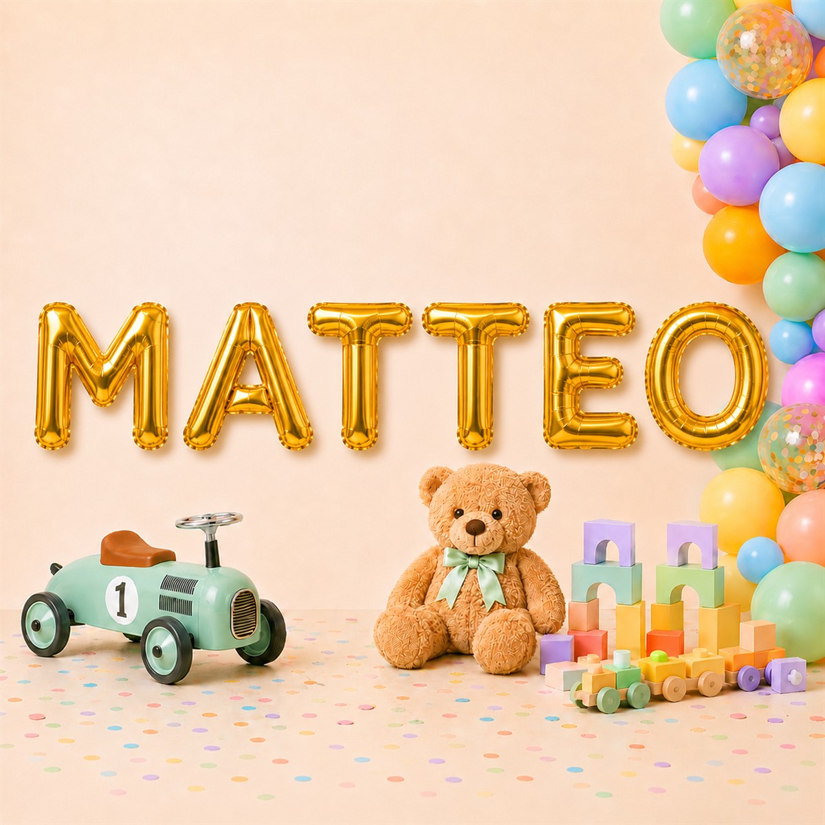 Folienballon Schriftzug männliche Namen (Matteo) 35cm Höhe