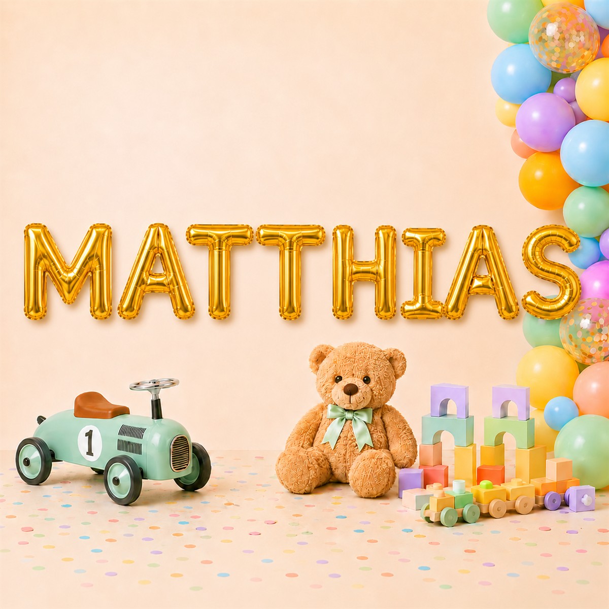 Folienballon Schriftzug männliche Namen (Matthias) 35cm Höhe