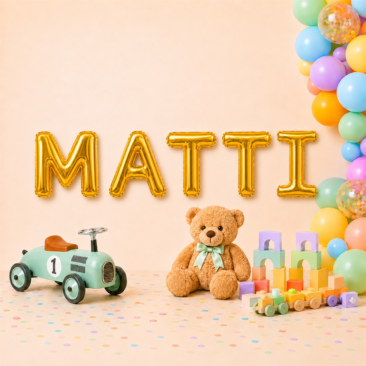 Folienballon Schriftzug männliche Namen (Matti) 35cm Höhe