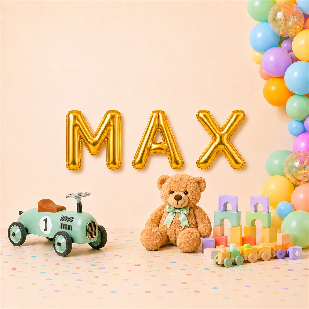Folienballon Schriftzug männliche Namen (Max) 35cm Höhe
