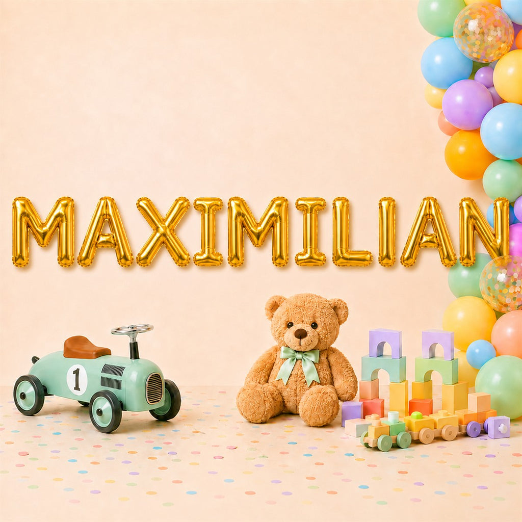 Folienballon Schriftzug männliche Namen (Maximilian) 35cm Höhe