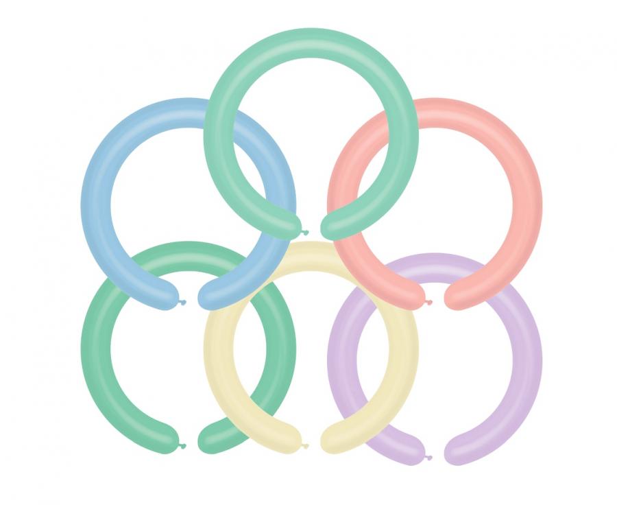 100x Modellierballon D4 (260) 5cm DM #MC Pastel Macaron Mix