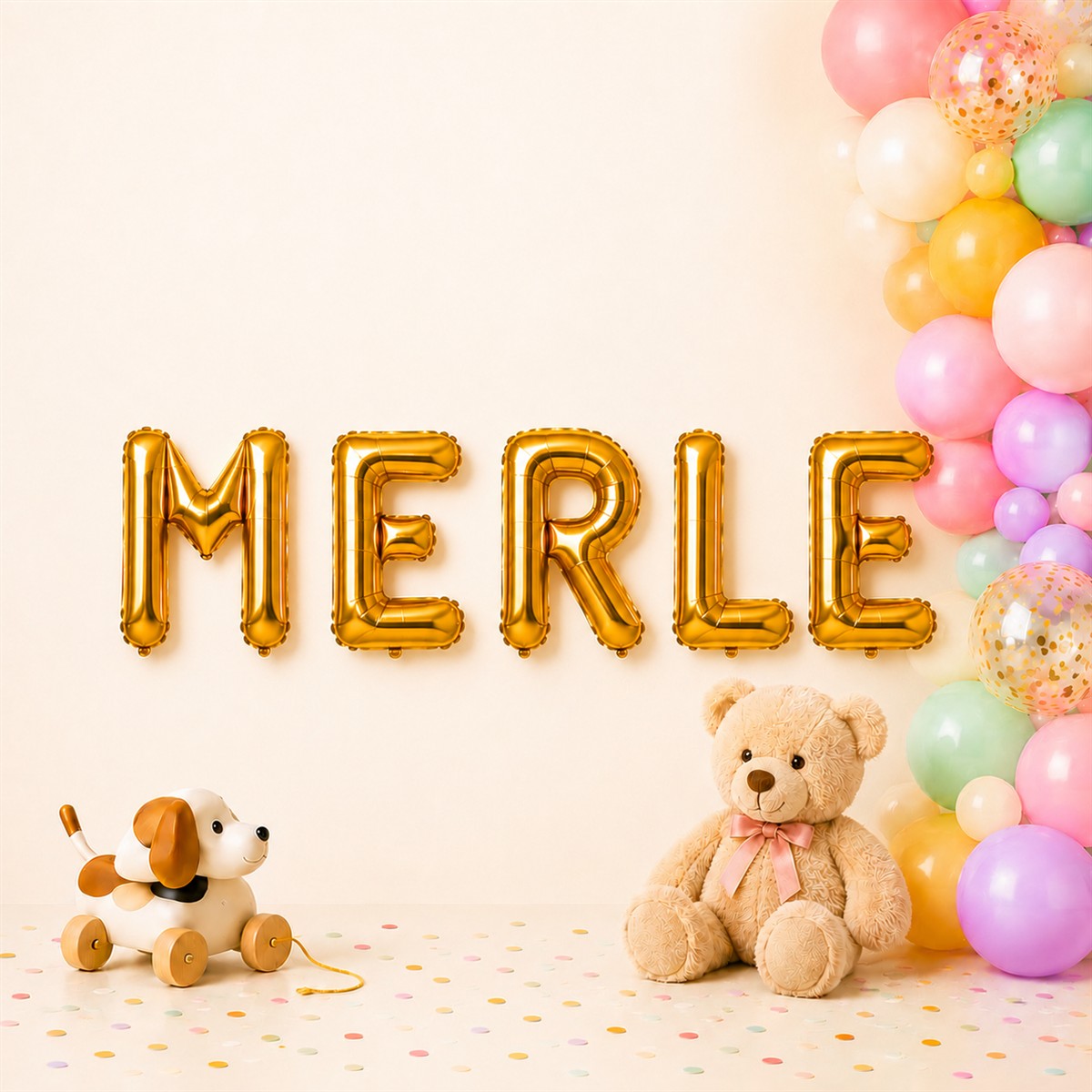 Folienballon Schriftzug weibliche Namen (Merle) 35cm Höhe