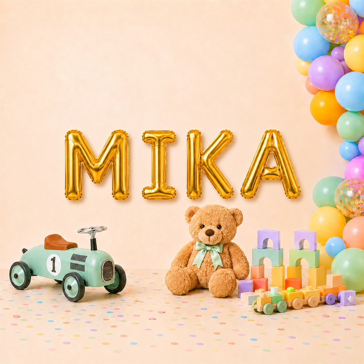 Folienballon Schriftzug männliche Namen (Mika) 35cm Höhe