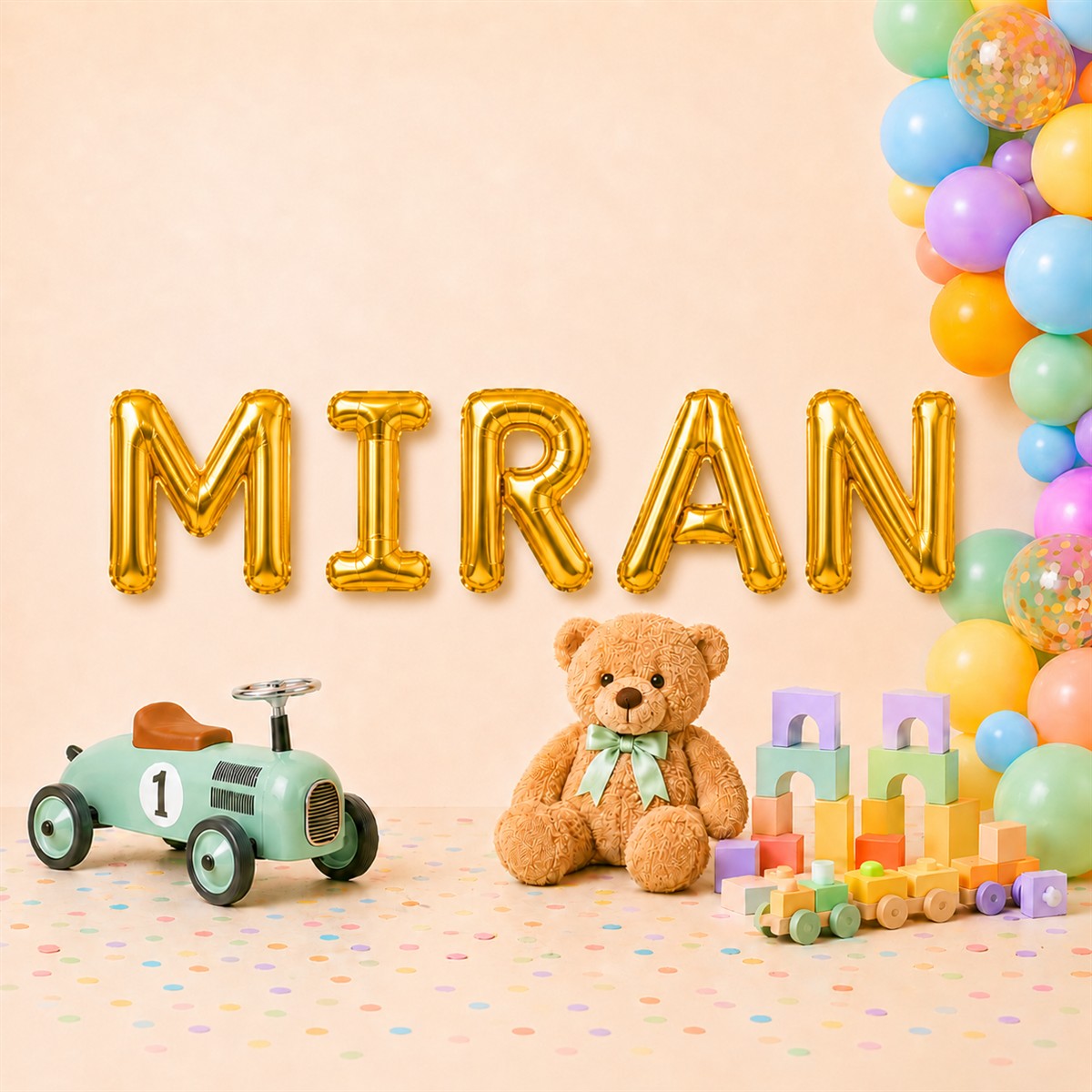 Folienballon Schriftzug männliche Namen (Miran) 35cm Höhe