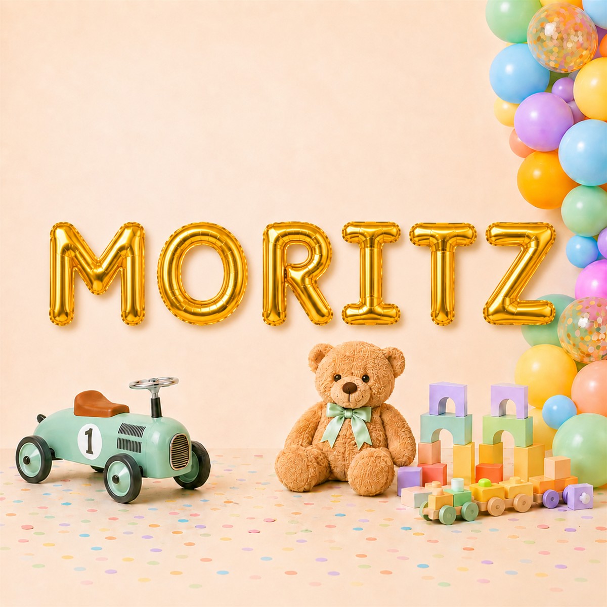 Folienballon Schriftzug männliche Namen (Moritz) 35cm Höhe