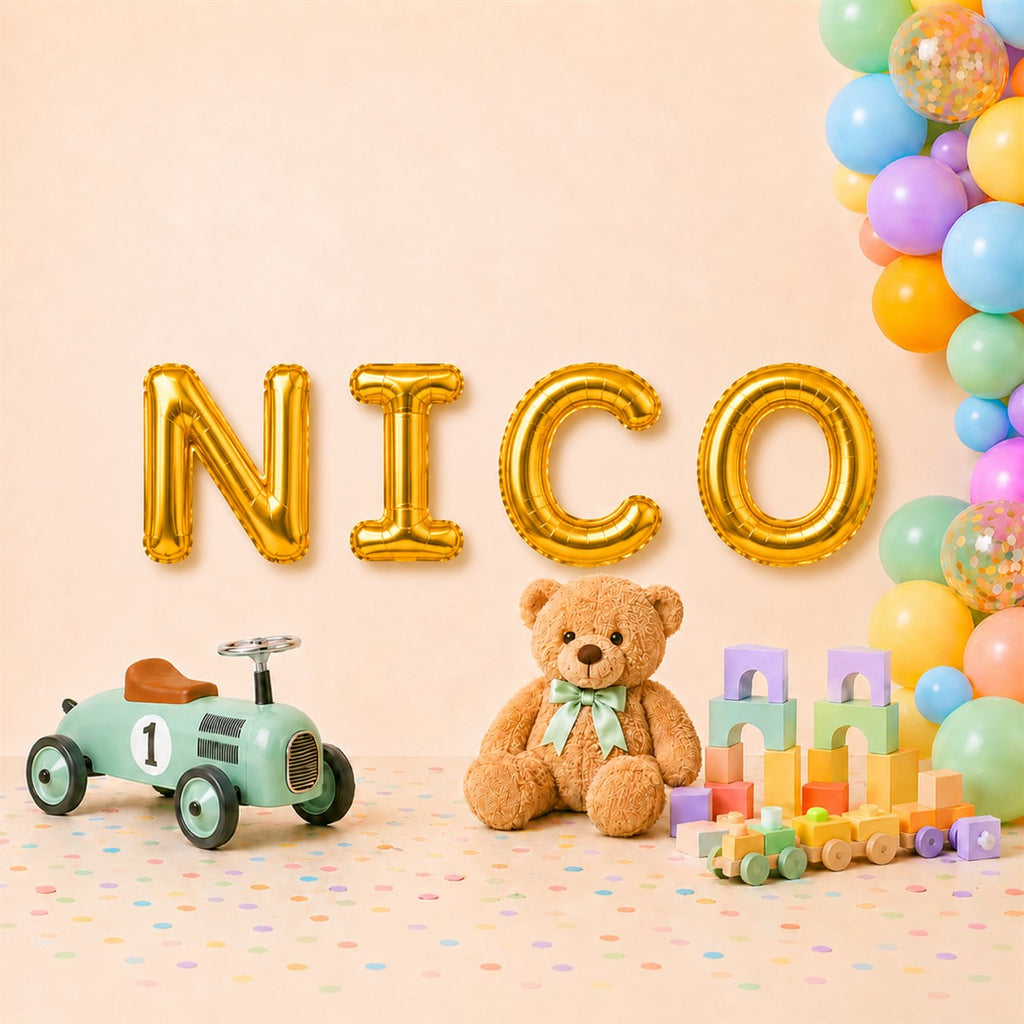 Folienballon Schriftzug männliche Namen (Nico) 35cm Höhe