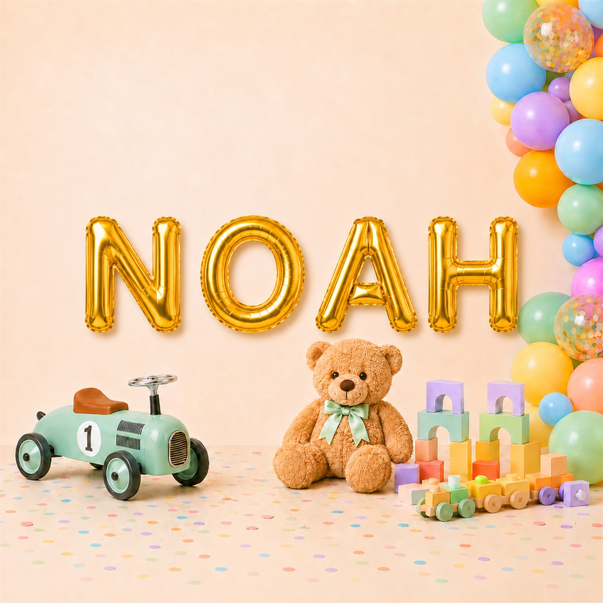 Folienballon Schriftzug männliche Namen (Noah) 35cm Höhe
