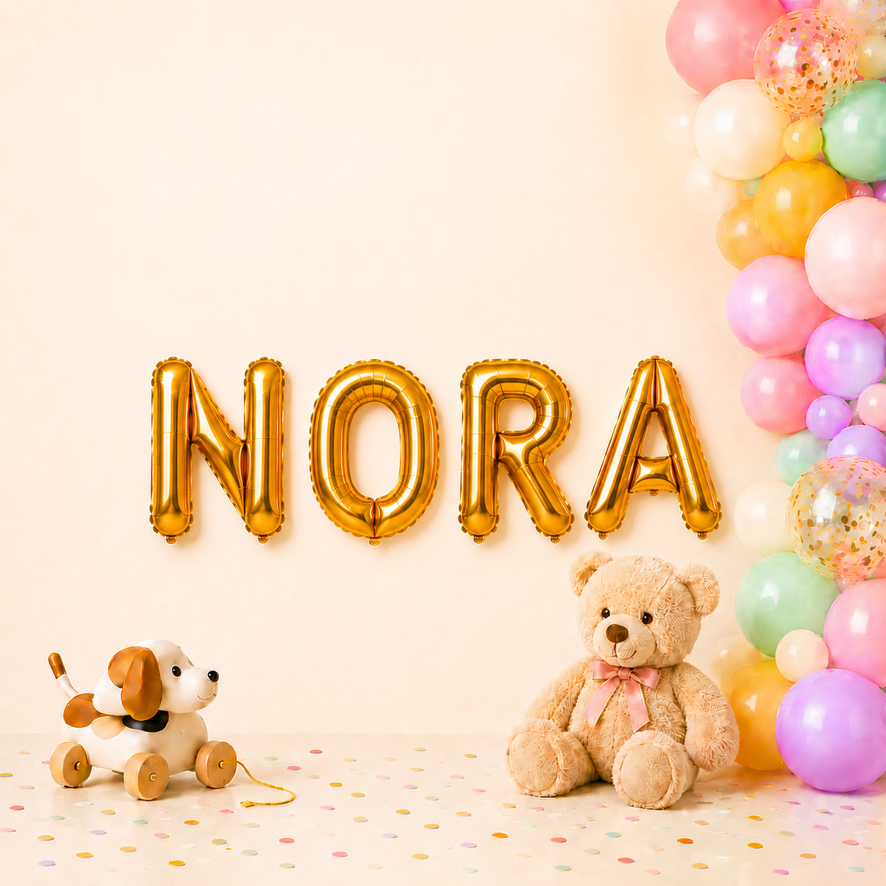 Folienballon Schriftzug weibliche Namen (Nora) 35cm Höhe