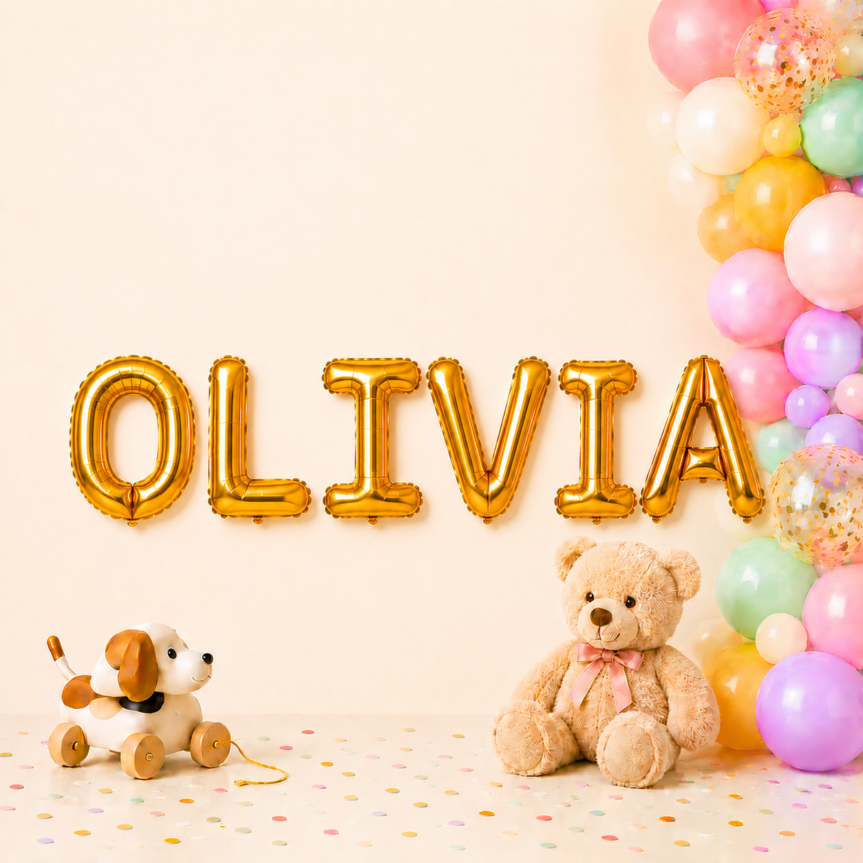 Folienballon Schriftzug weibliche Namen (Olivia) 35cm Höhe