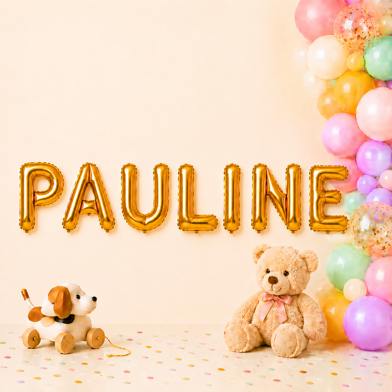Folienballon Schriftzug weibliche Namen (Pauline) 35cm Höhe