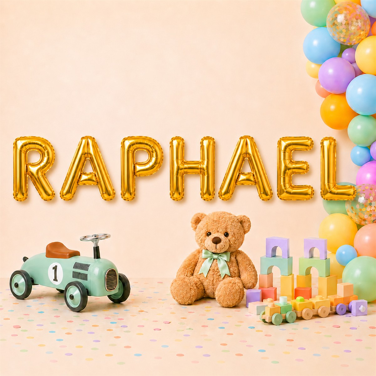 Folienballon Schriftzug männliche Namen (Raphael) 35cm Höhe
