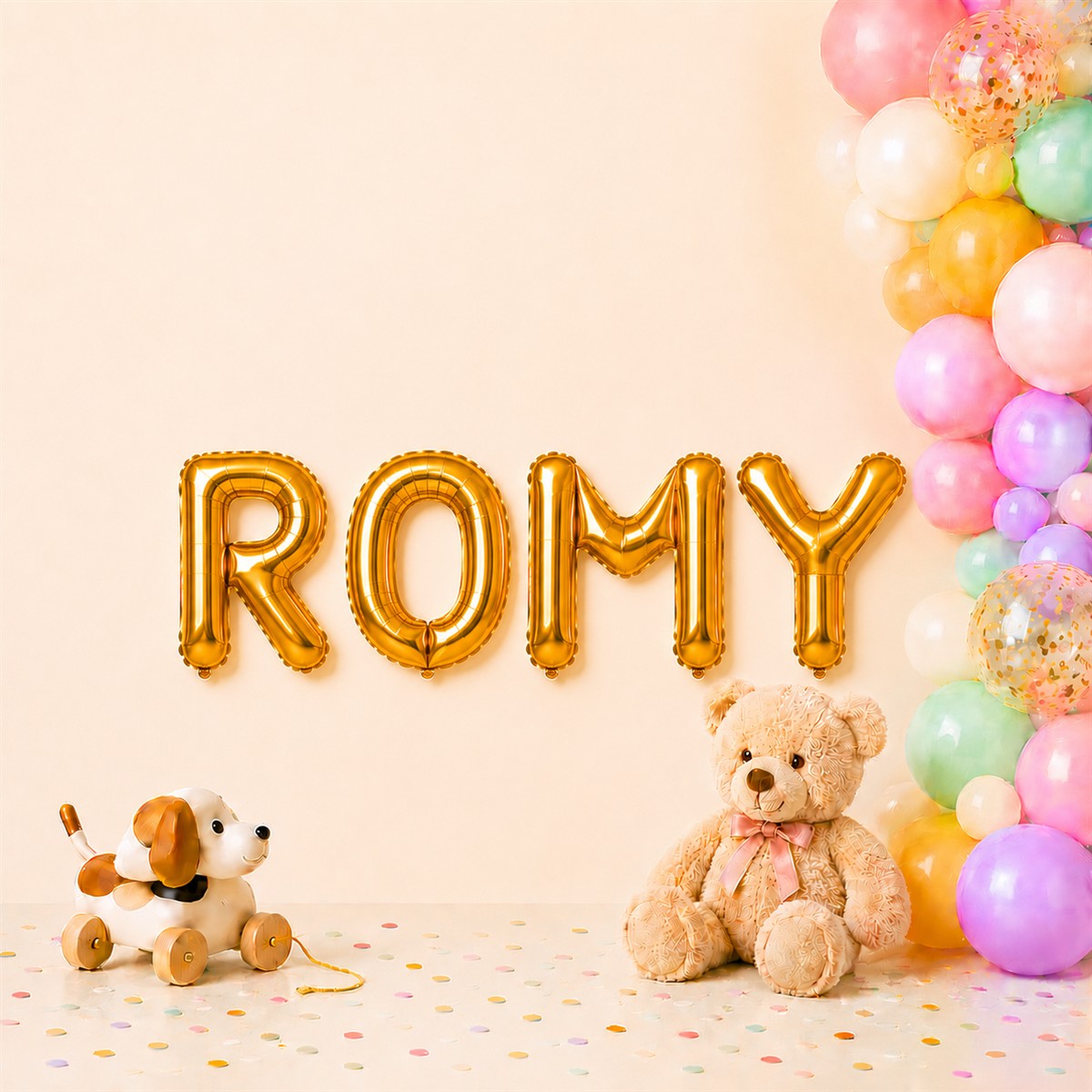 Folienballon Schriftzug weibliche Namen (Romy) 35cm Höhe