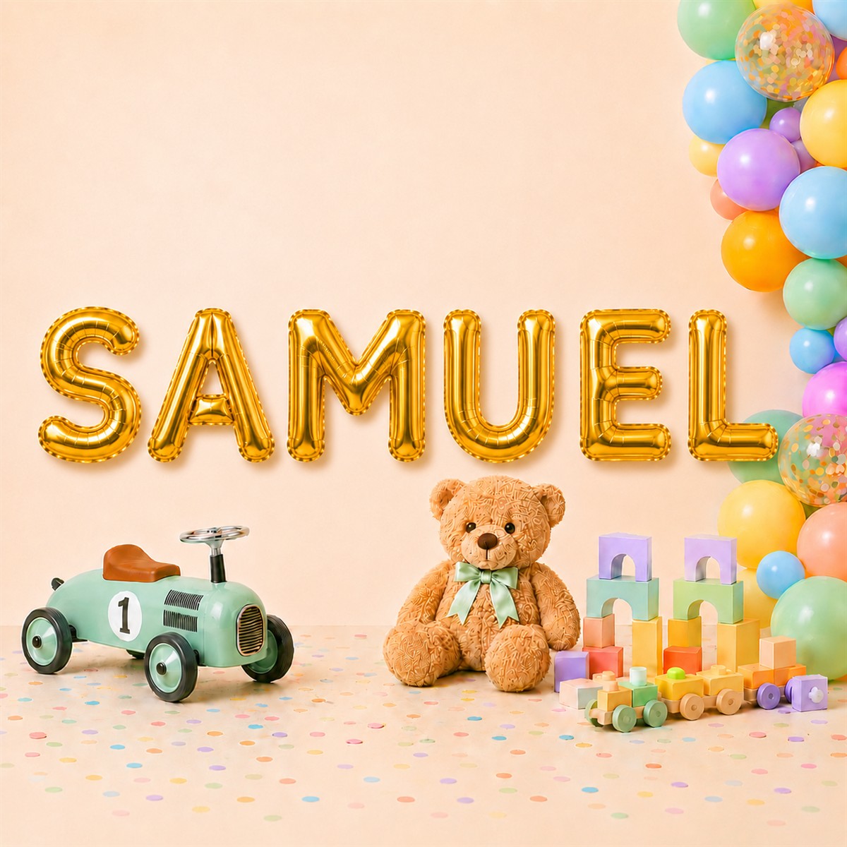 Folienballon Schriftzug männliche Namen (Samuel) 35cm Höhe