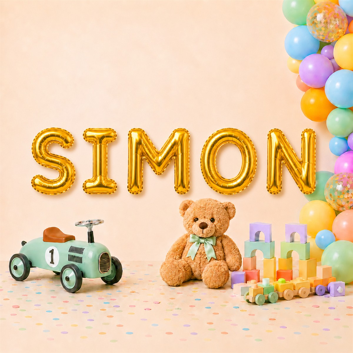 Folienballon Schriftzug männliche Namen (Simon) 35cm Höhe