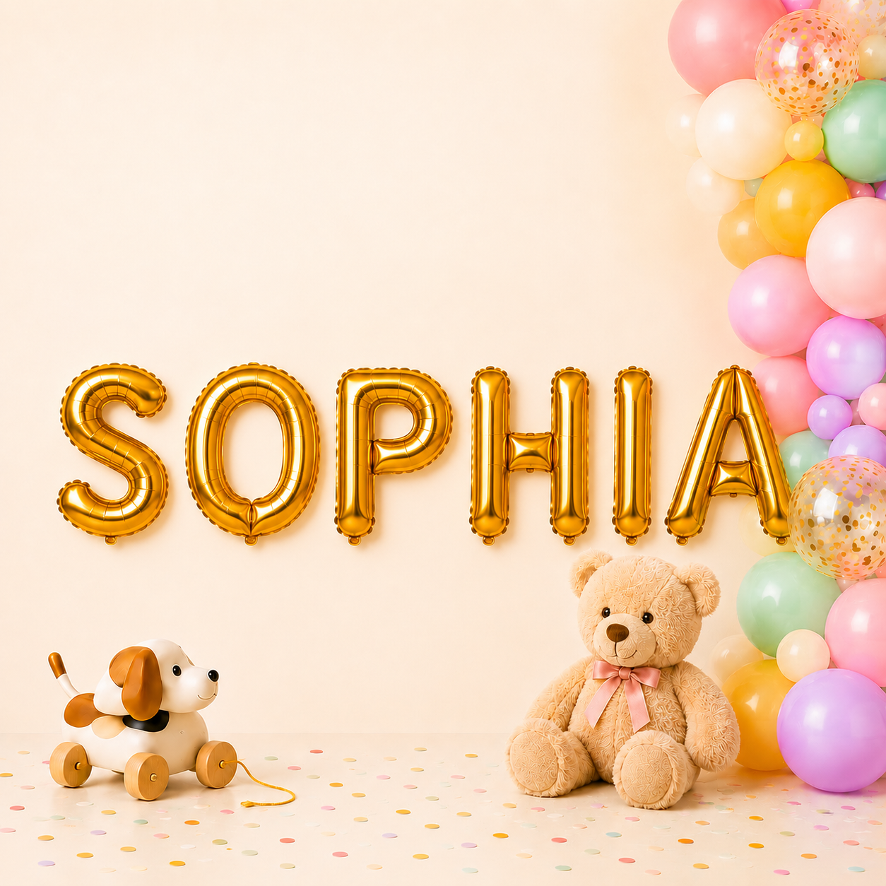 Folienballon Schriftzug weibliche Namen (Sophia) 35cm Höhe