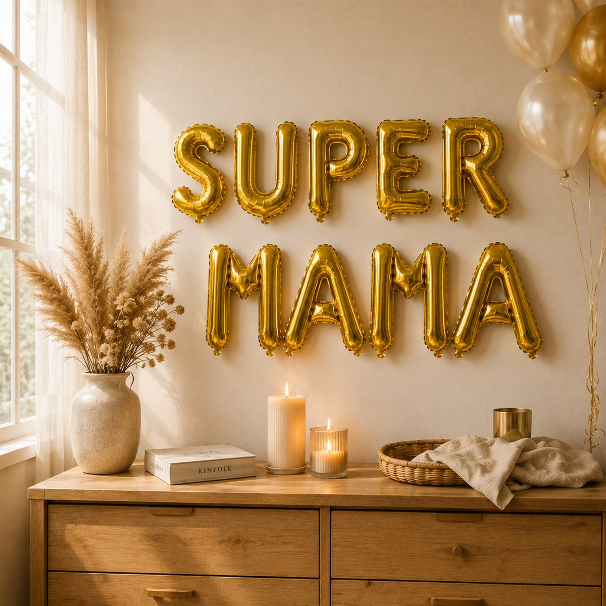 Folienballon Schriftzug (Supermama) - Gold, 35 cm
