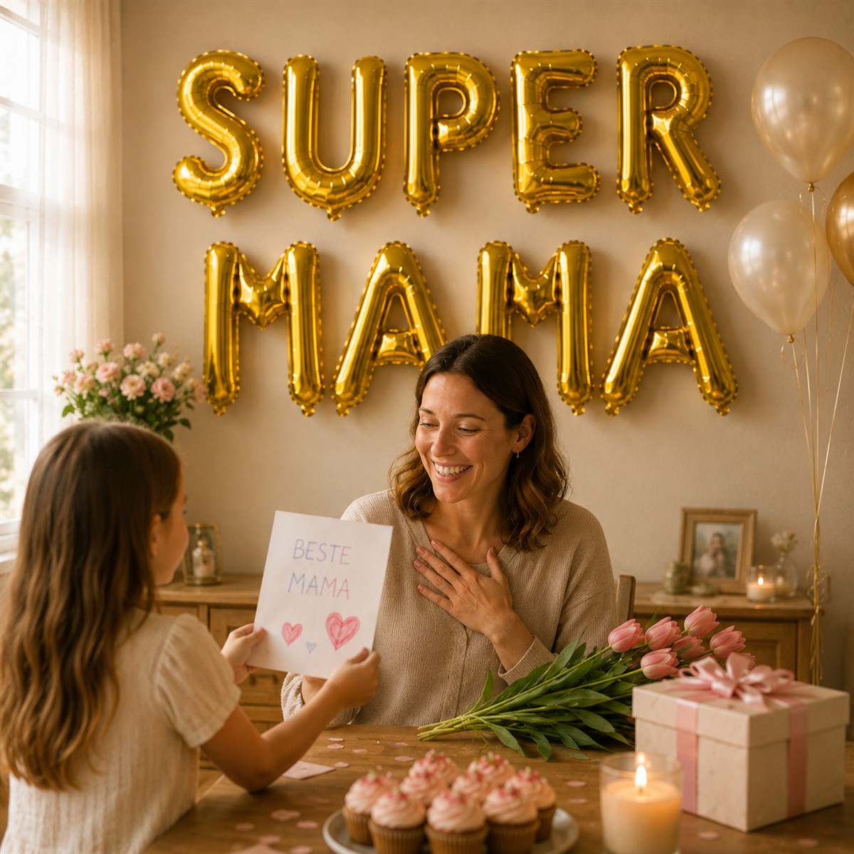 Folienballon Schriftzug (Supermama) - Gold, 35 cm