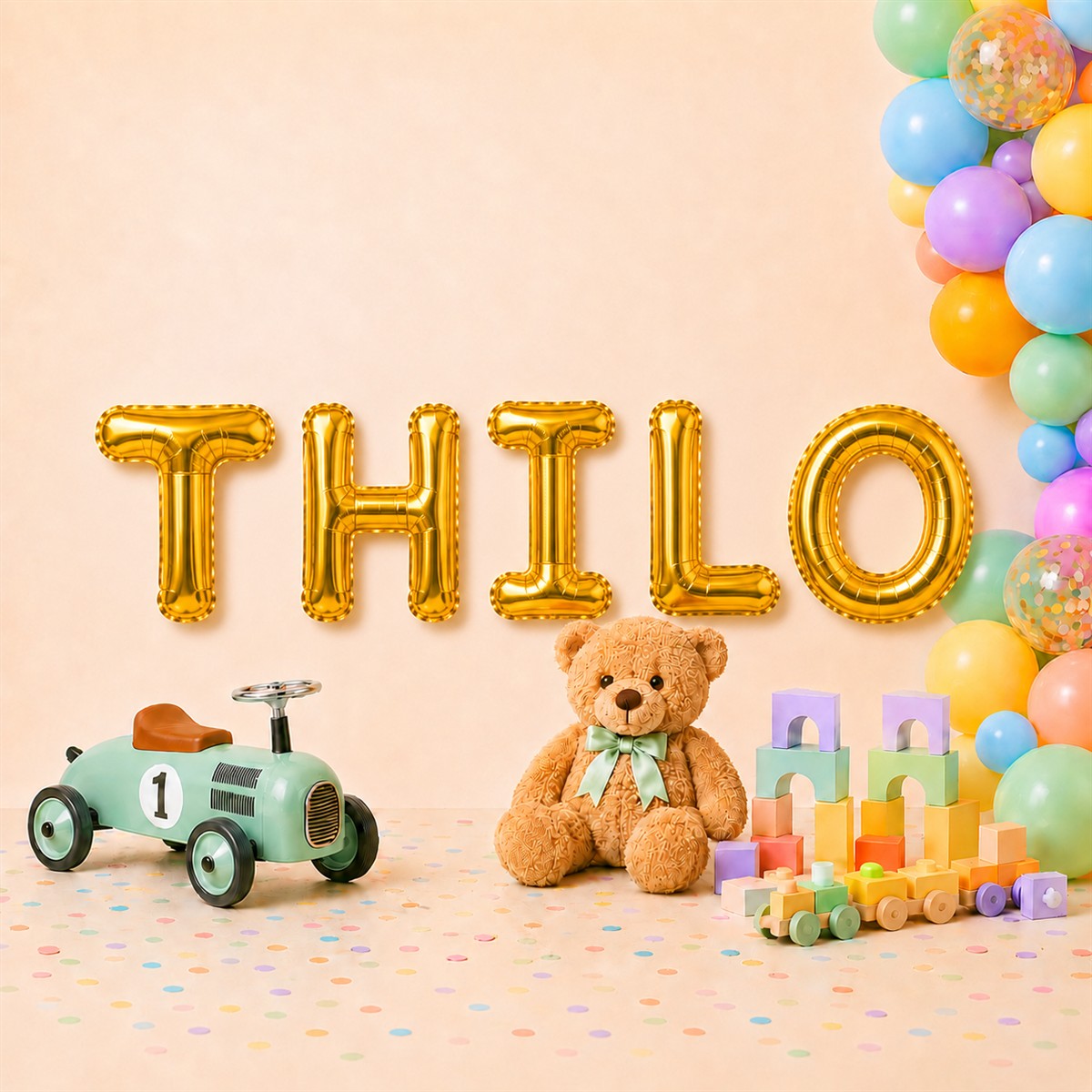 Folienballon Schriftzug männliche Namen (Thilo) 35cm Höhe