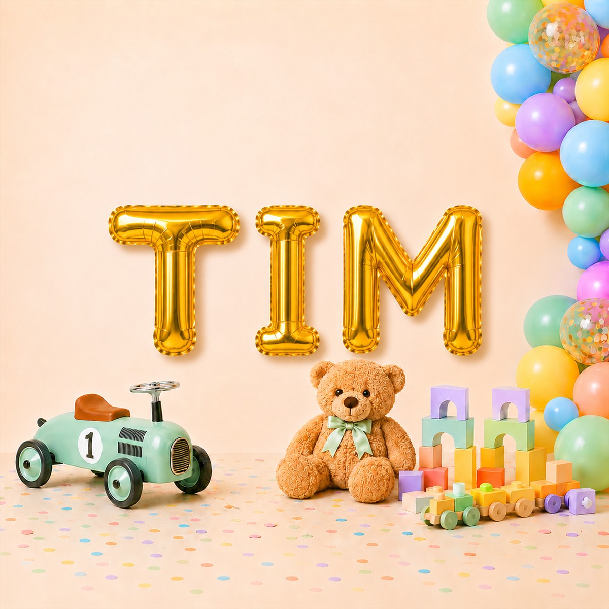 Folienballon Schriftzug männliche Namen (Tim) 35cm Höhe