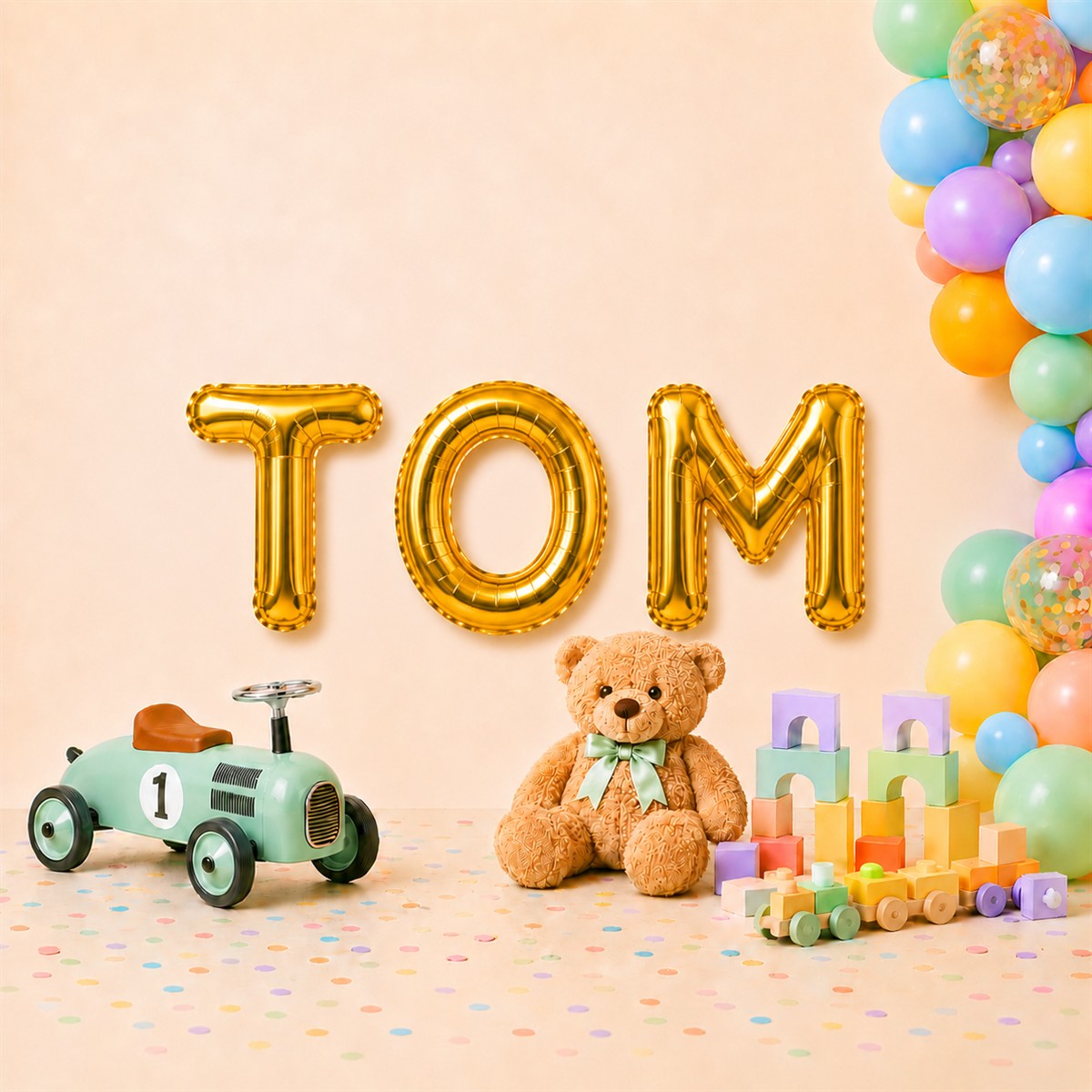 Folienballon Schriftzug männliche Namen (Tom) 35cm Höhe