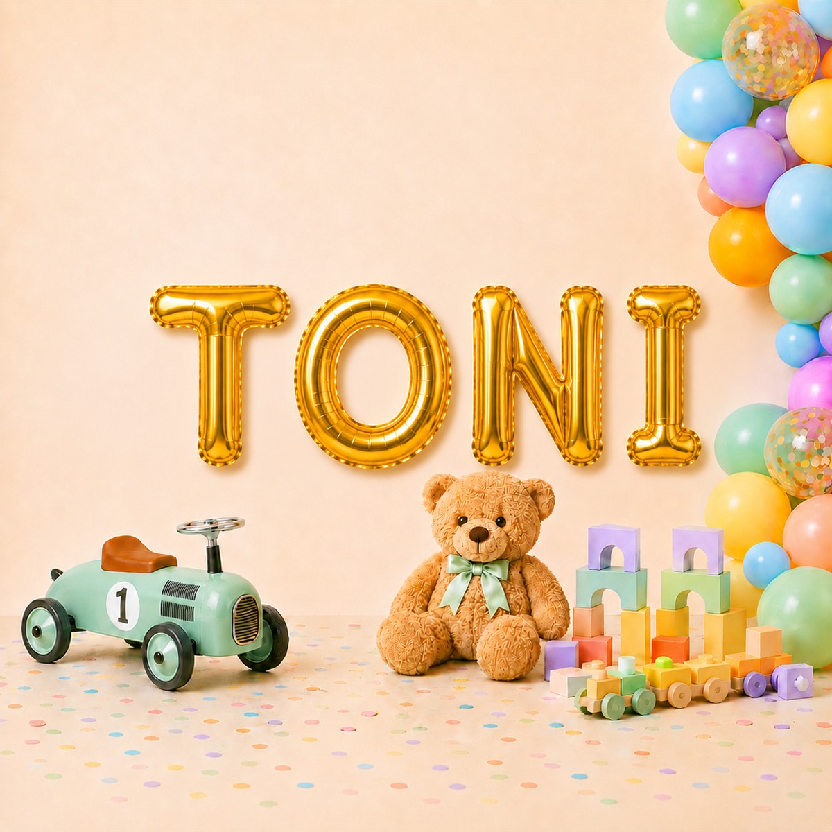 Folienballon Schriftzug männliche Namen (Toni) 35cm Höhe