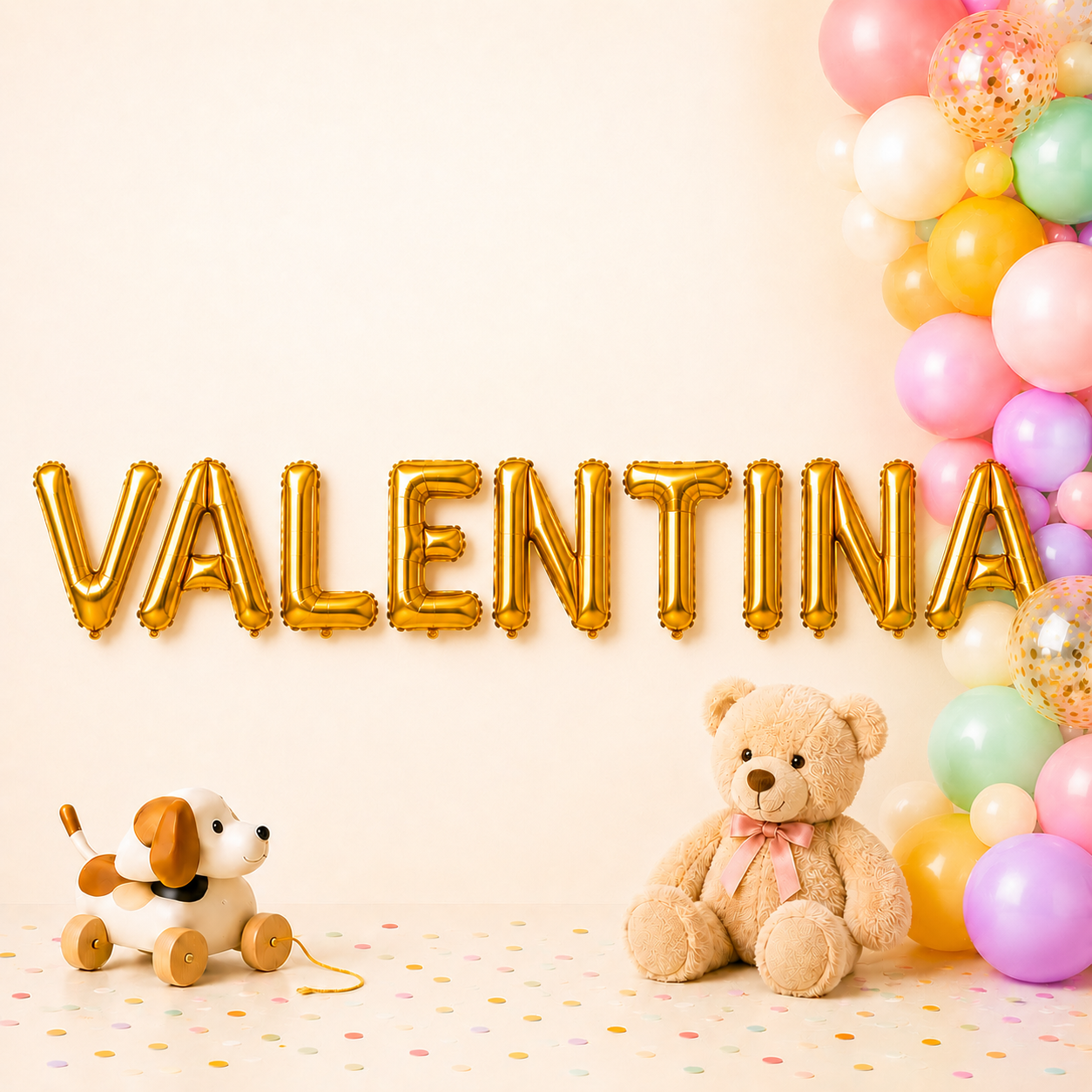 Folienballon Schriftzug weibliche Namen (Valentina) 35cm Höhe