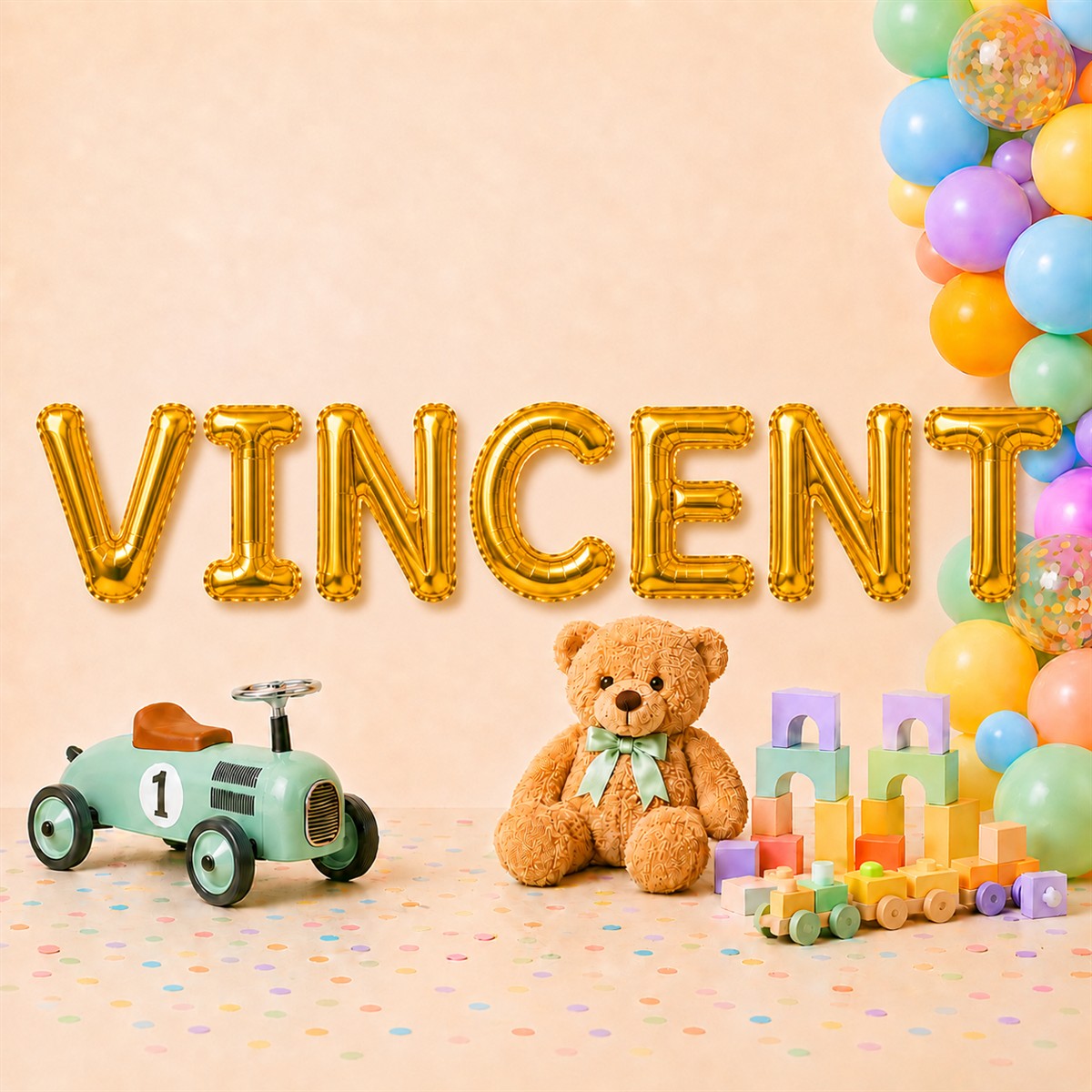 Folienballon Schriftzug männliche Namen (Vincent) 35cm Höhe