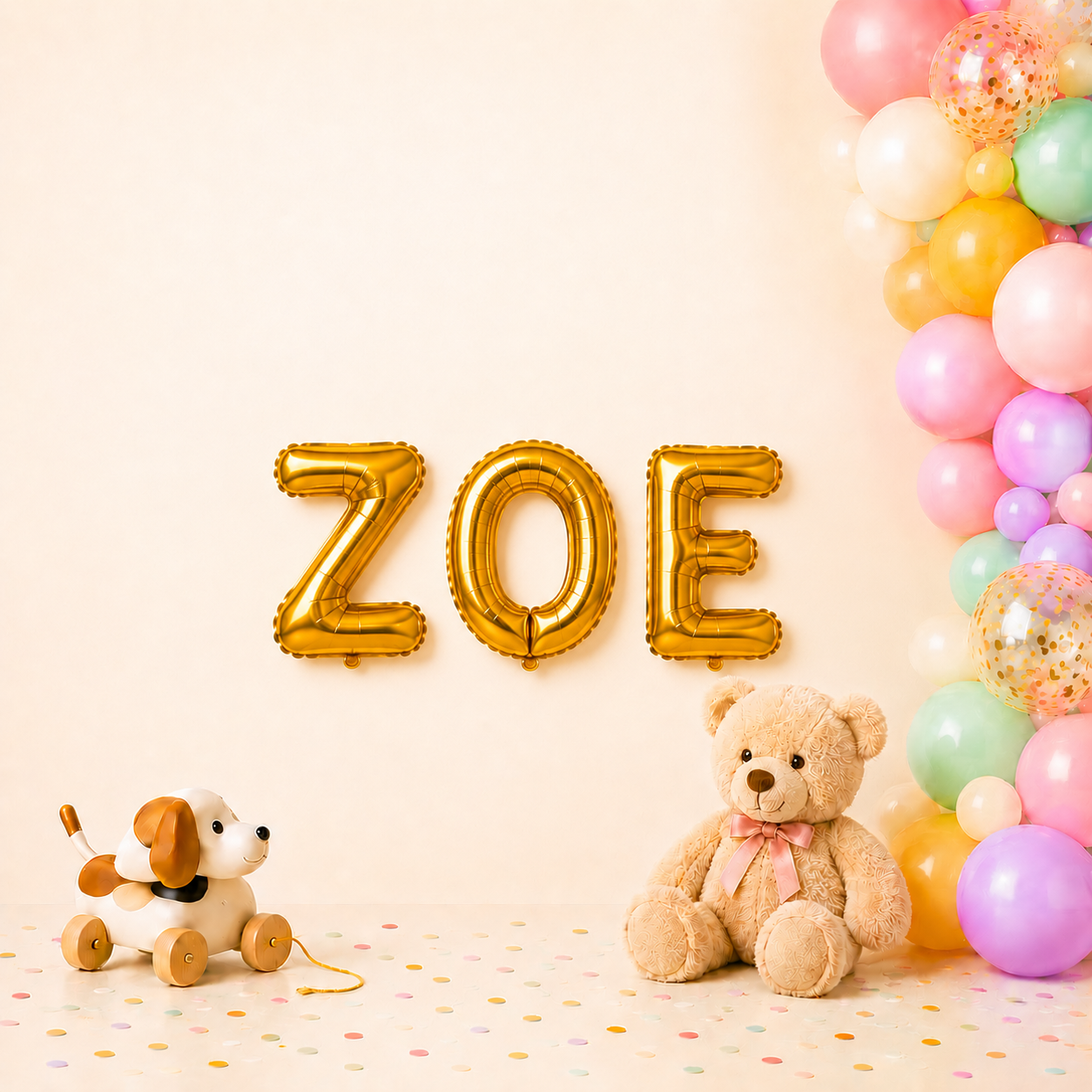 Folienballon Schriftzug weibliche Namen (Zoe) 35cm Höhe