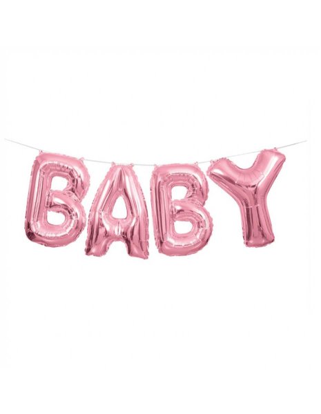 Folienballon Buchstaben Girlande Baby rosa  274cm