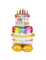 Folienballon Airloonz weiß bunt Torte Happy Birthday 134cm