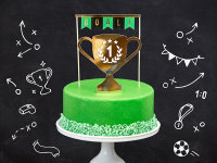 Cake Topper Fußball Pokal + Wimpelkette 15,5cm