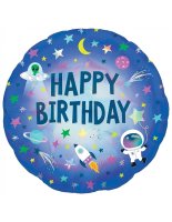 Folienballon rund Weltall Happy Birthday 45cm