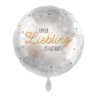 Folienballon Taufe Liebling 45cm rund pearl