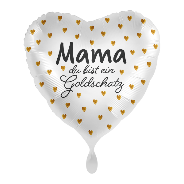 Folienballon Mama Goldschatz 45cm Herz weiß