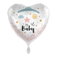 Folienballon Herz Hi Baby 45cm pastell
