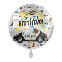 Folienballon Happy Birthday Polizei 43cm rund