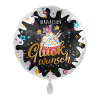 Folienballon Glückwunsch Cupcake 45cm rund schwarz