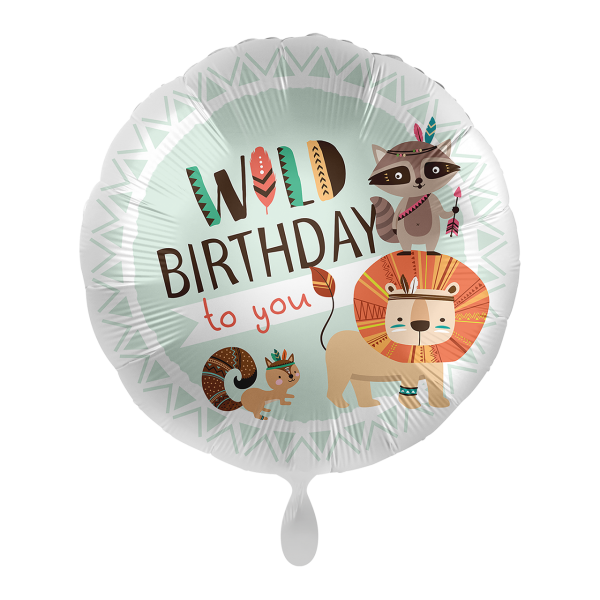 Folienballon Wild Birthday Boho 43cm rund grün