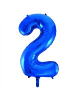 Folienballon Zahl Nr. 2 blau 86cm