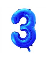 Folienballon Zahl Nr. 3 blau 86cm