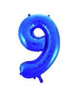 Folienballon Zahl Nr. 9 blau 86cm