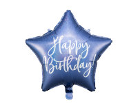 Folienballon Stern navy blau Happy Birthday 45cm