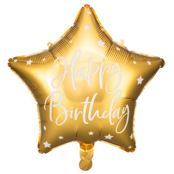 Folienballon Stern gold Happy Birthday 50cm