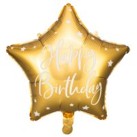 Folienballon Stern gold Happy Birthday 45cm