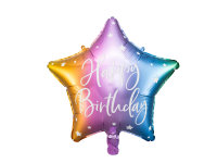 Folienballon Stern regenbogenfarben Happy Birthday 45cm