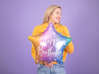 Folienballon Stern regenbogenfarben Happy Birthday 45cm